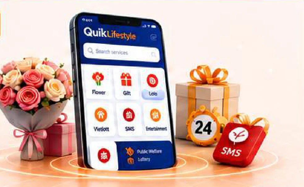 Quik Lifestyle app with flowers, gifts, vouchers and entertainment services